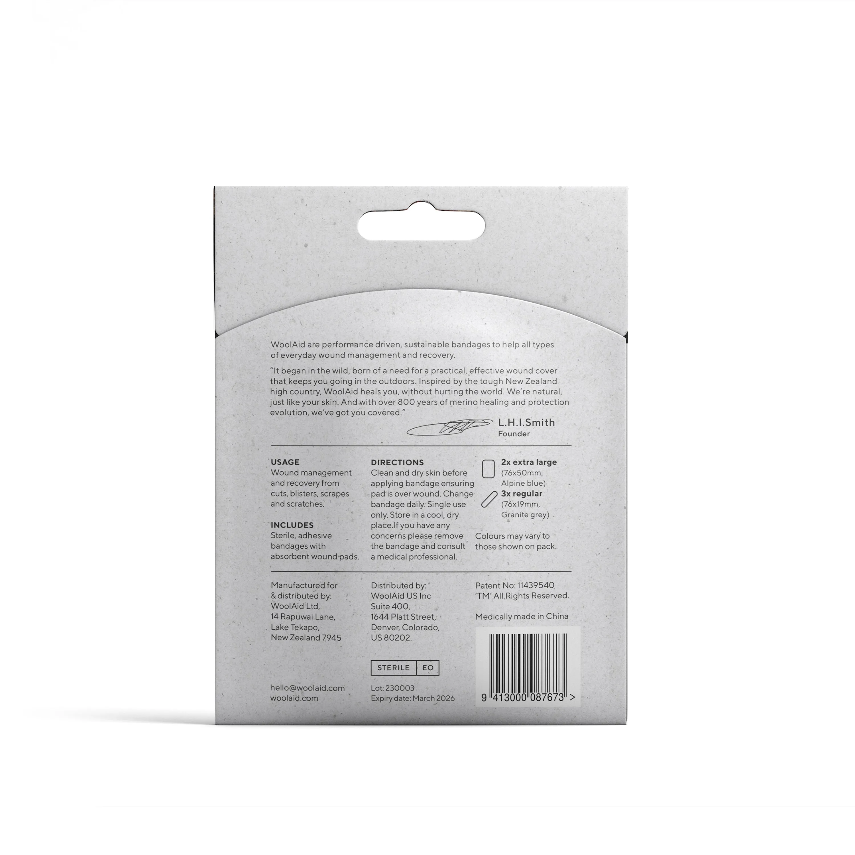 Wool Aid Emergency Pack Hyperfine Merino Wool Adhesive Bandages